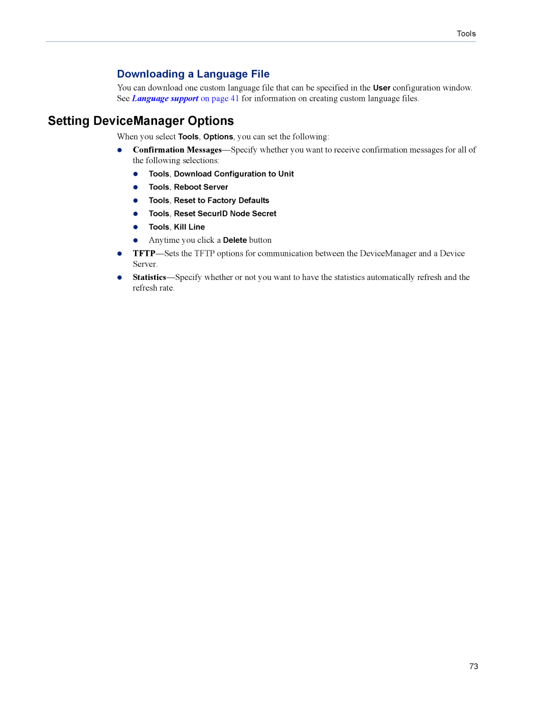 Perle Systems DS1 manual Setting DeviceManager Options, Downloading a Language File 