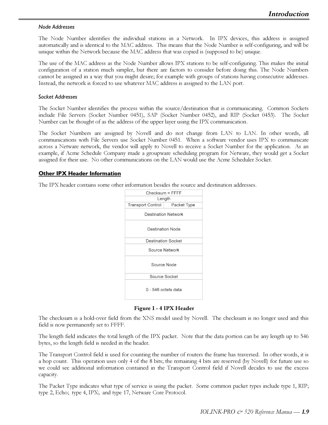 Perle Systems IOLINK-520 manual Other IPX Header Information 