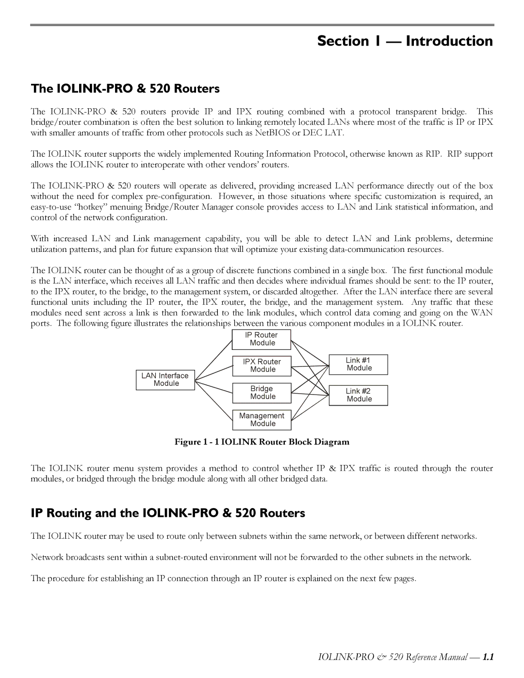 Perle Systems IOLINK-520 manual IP Routing and the IOLINK-PRO & 520 Routers 