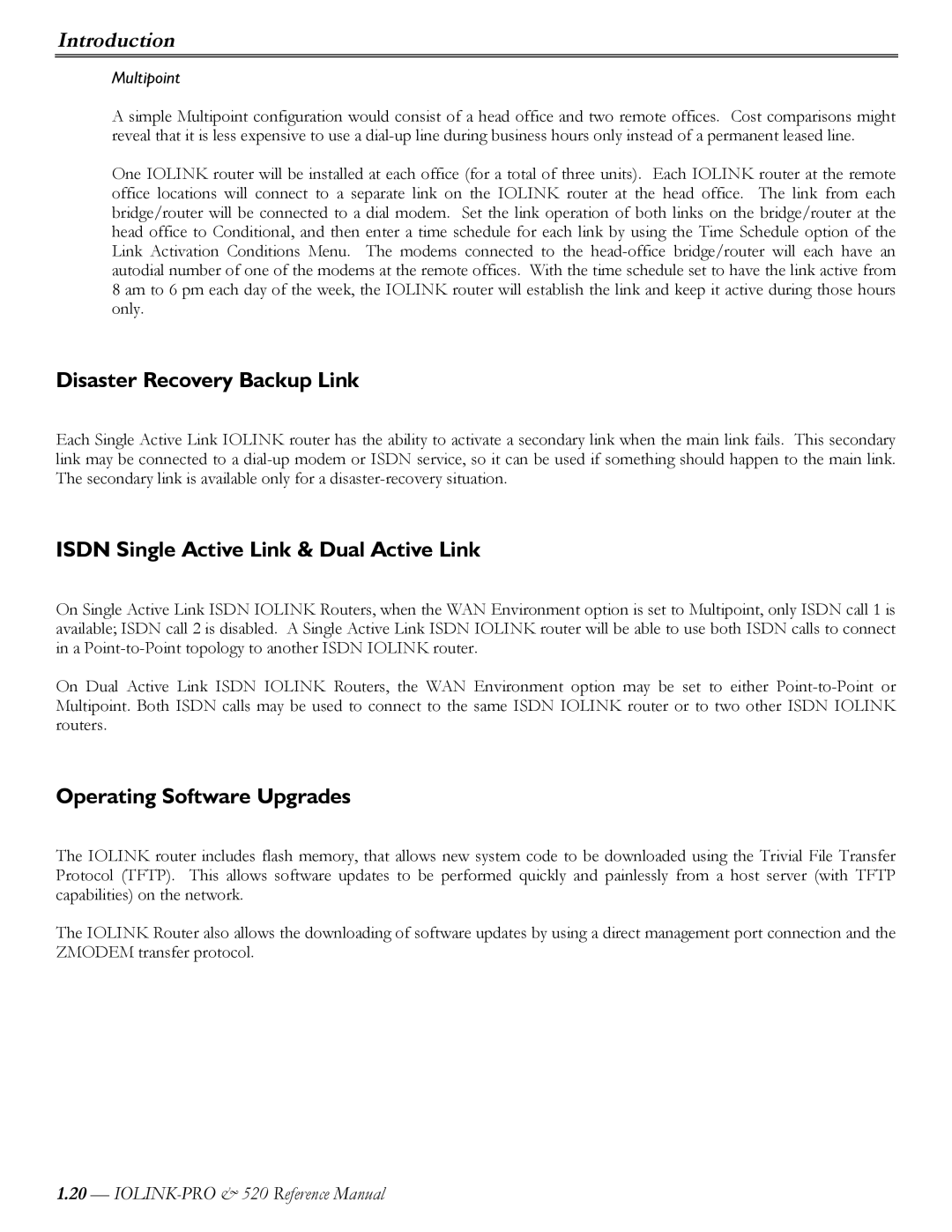 Perle Systems IOLINK-520 manual Disaster Recovery Backup Link, Isdn Single Active Link & Dual Active Link 