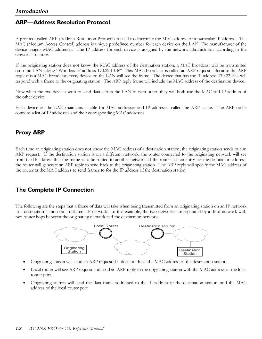 Perle Systems IOLINK-520 manual ARP-Address Resolution Protocol, Proxy ARP, Complete IP Connection 