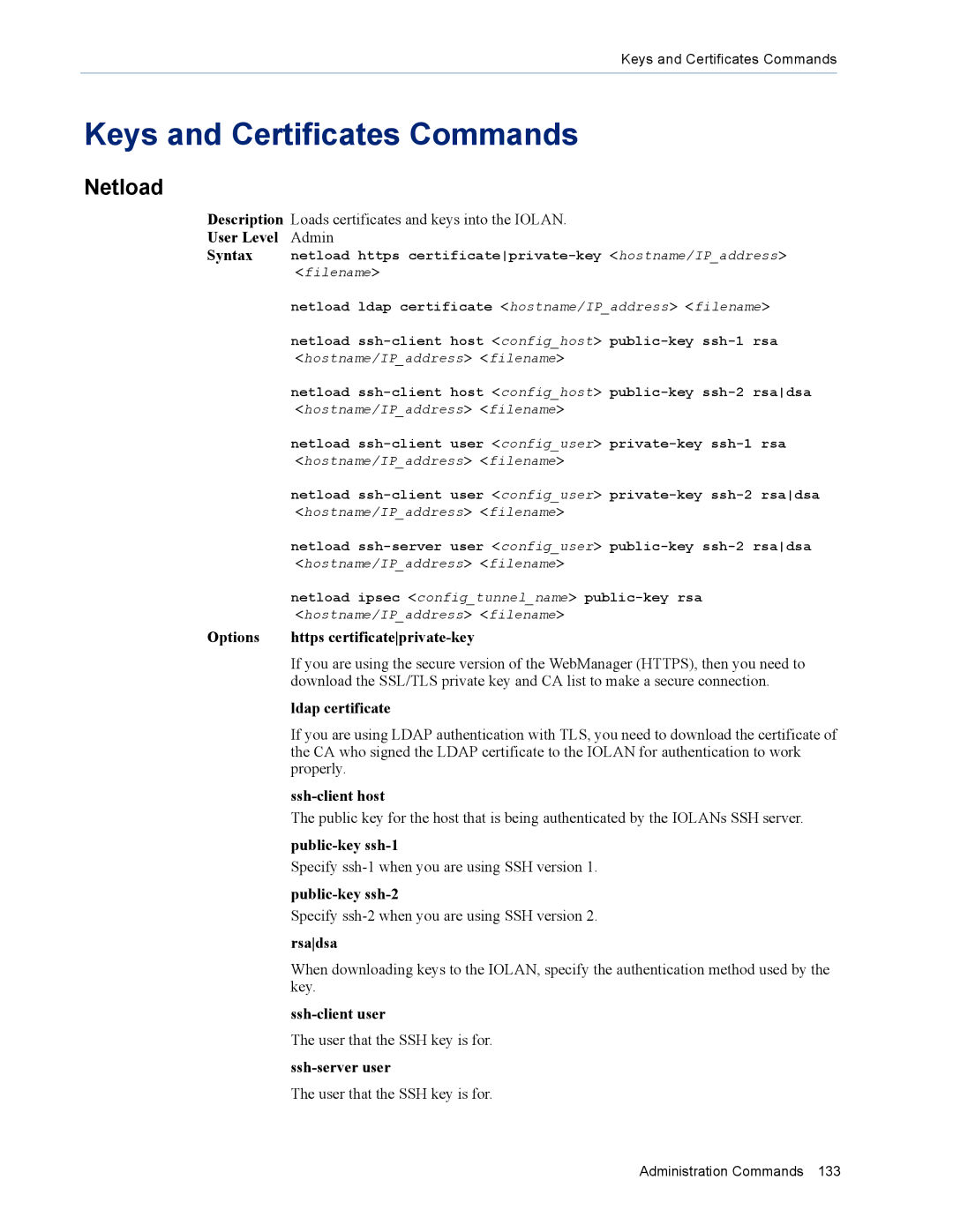 Perle Systems MDC, SDS manual Keys and Certificates Commands, Filename 