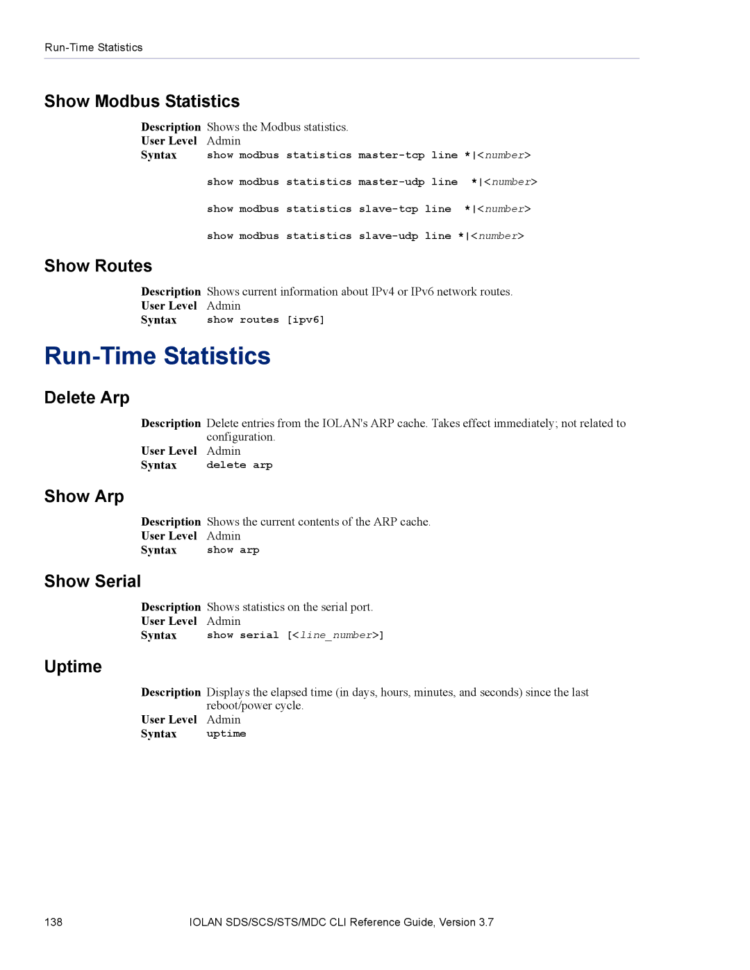 Perle Systems SDS, MDC manual Run-Time Statistics 