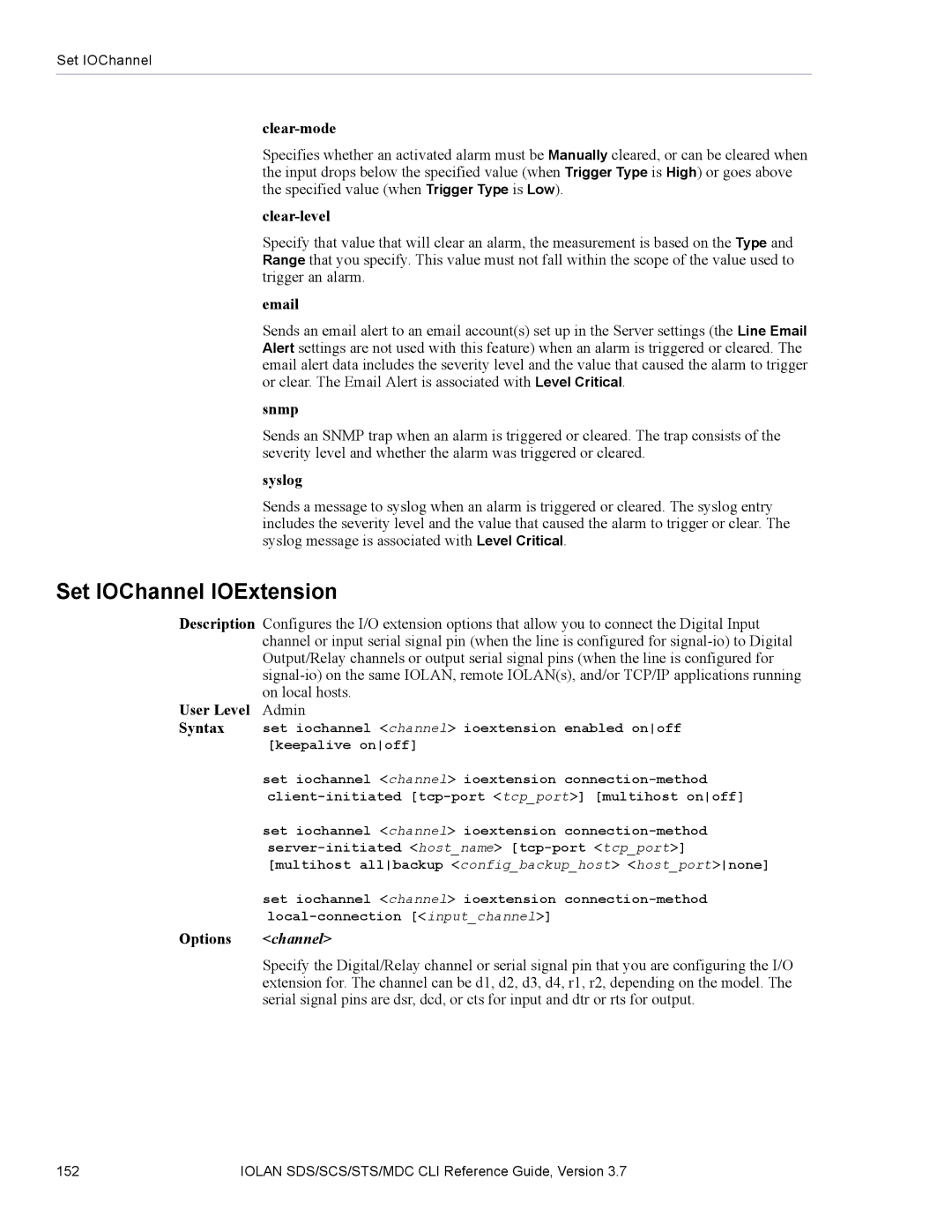 Perle Systems SDS, MDC manual Set IOChannel IOExtension 