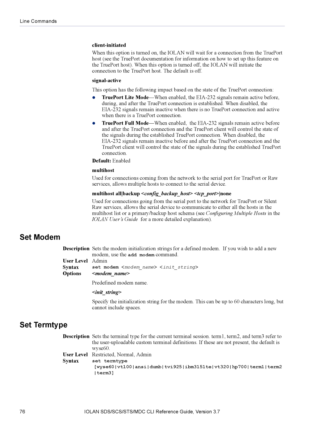 Perle Systems SDS, MDC manual Set Modem, Modemname, Initstring 