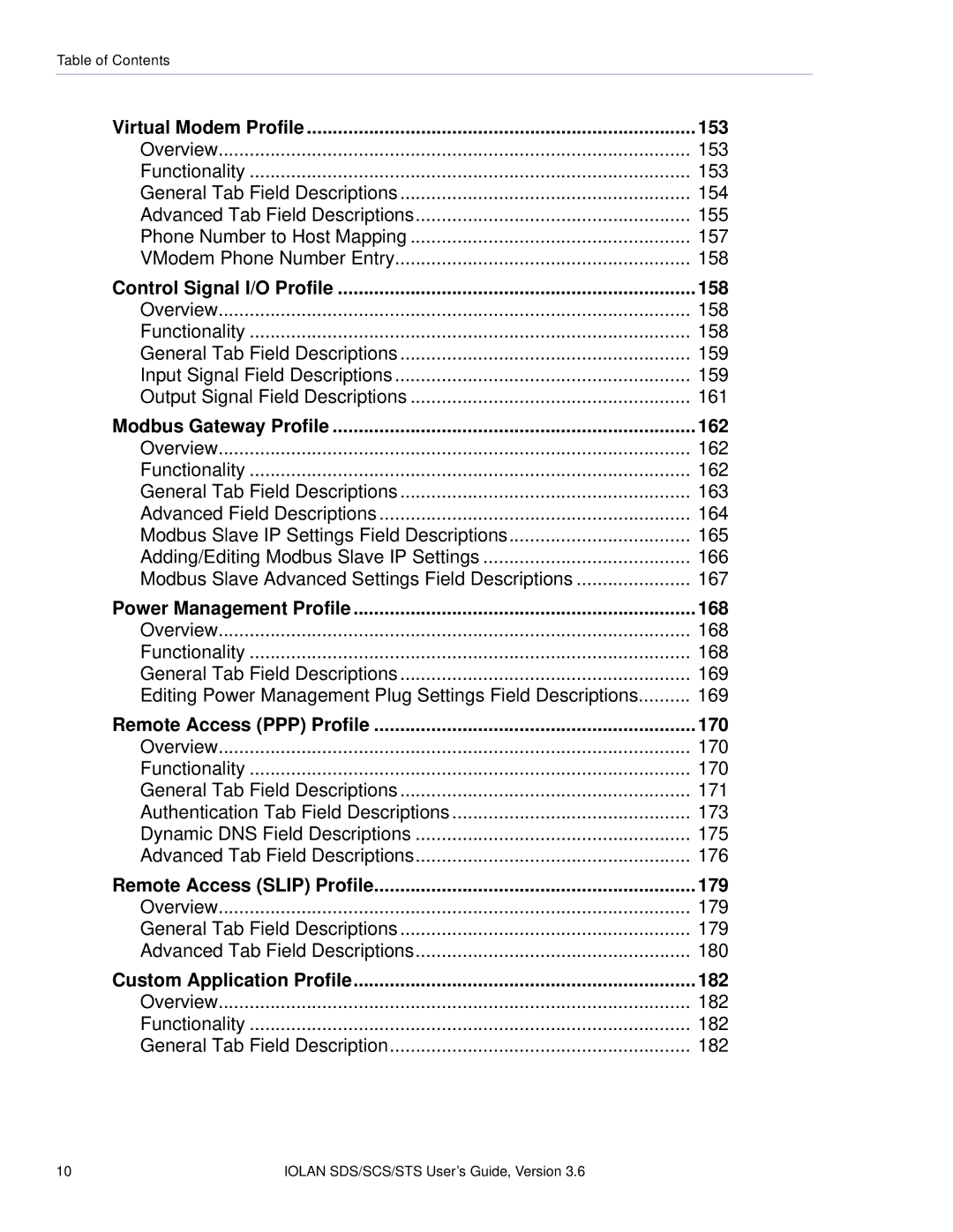 Perle Systems STS, SCS manual Remote Access Slip Profile 179 