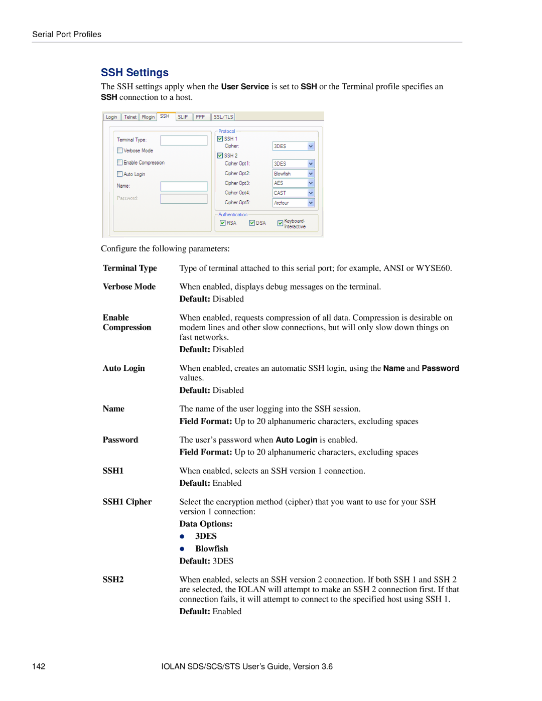 Perle Systems STS, SCS manual SSH Settings 