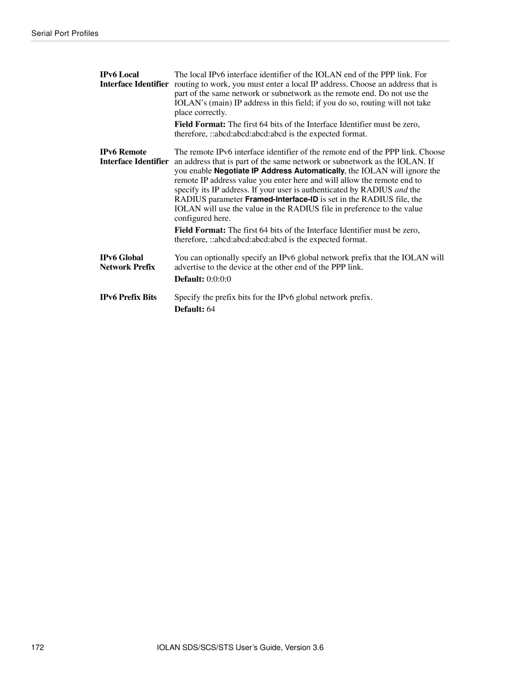 Perle Systems STS, SCS manual IPv6 Local, IPv6 Global 