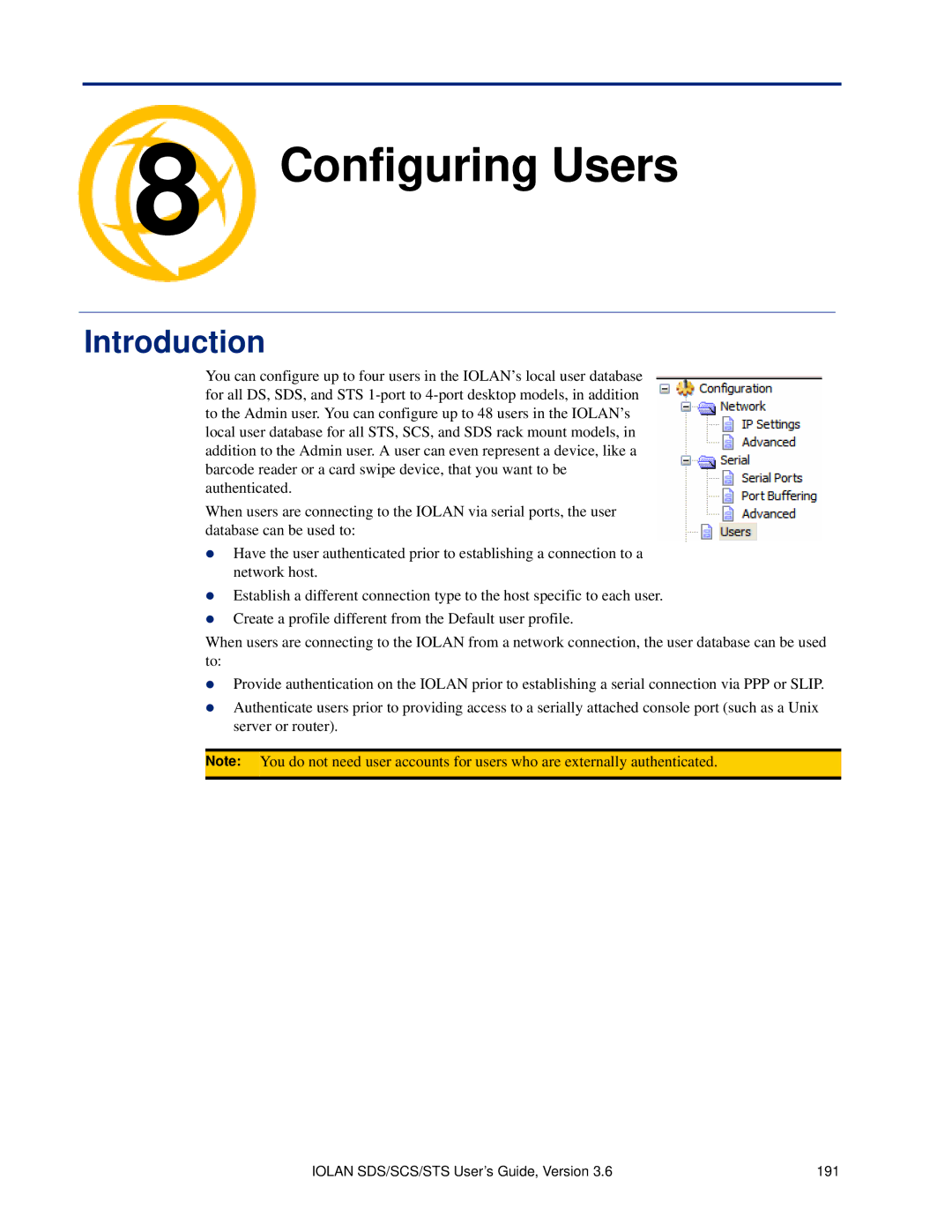 Perle Systems SCS, STS manual Configuring Users 