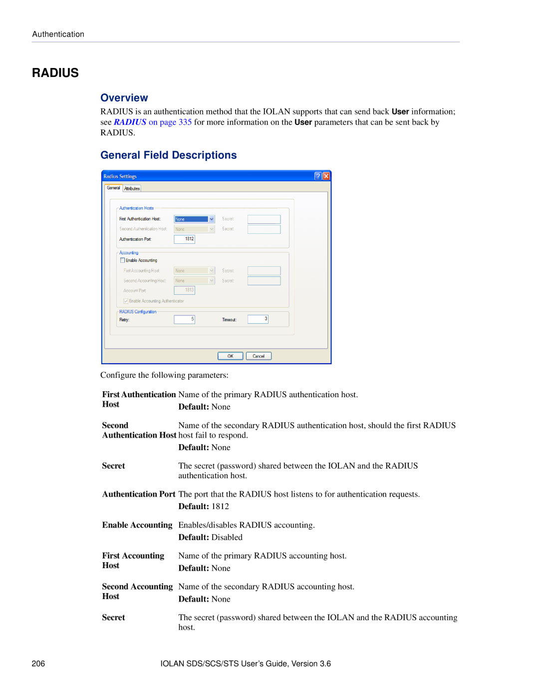 Perle Systems STS, SCS manual Radius, General Field Descriptions 