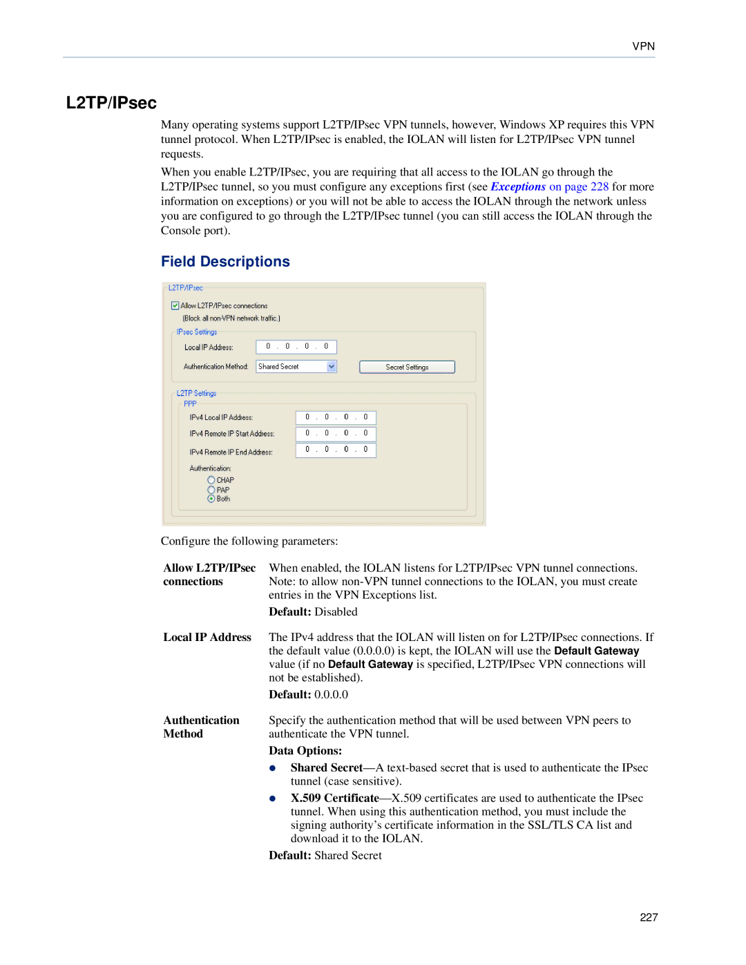 Perle Systems SCS, STS manual Allow L2TP/IPsec 