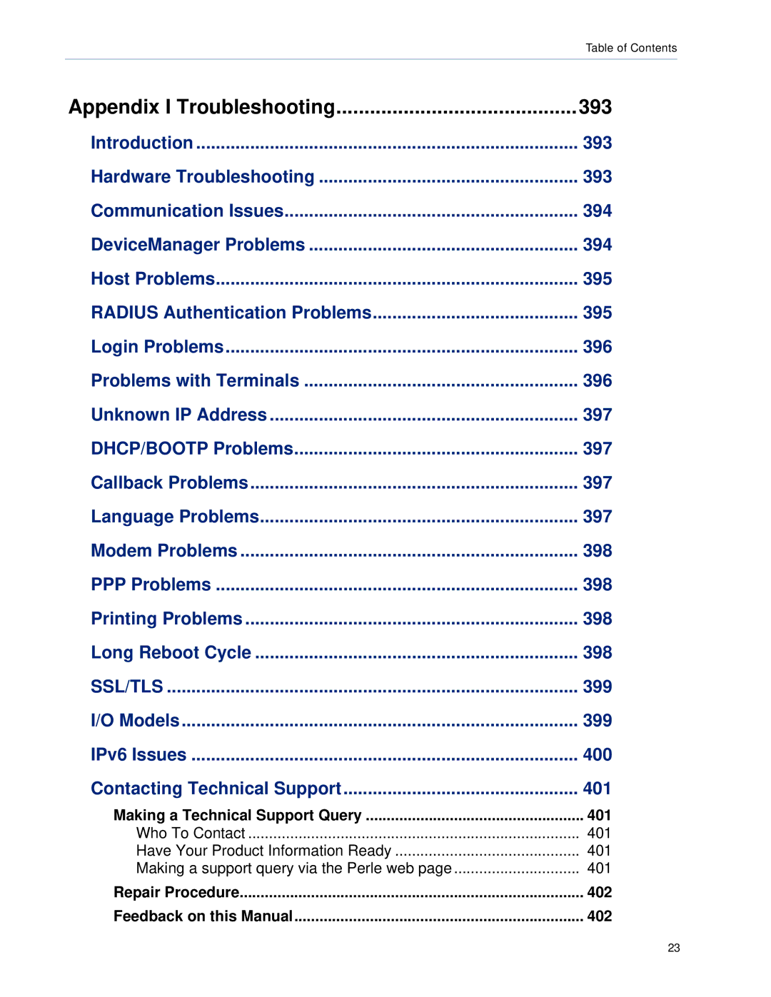 Perle Systems SCS, STS manual Appendix I Troubleshooting 