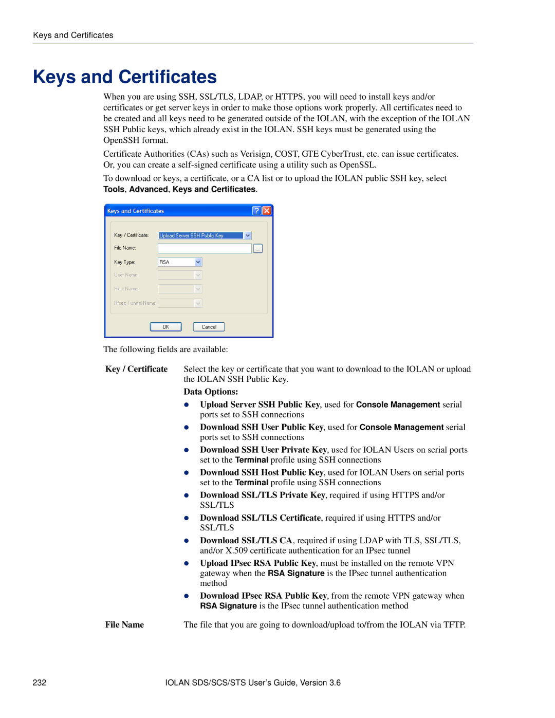 Perle Systems STS, SCS manual Keys and Certificates 