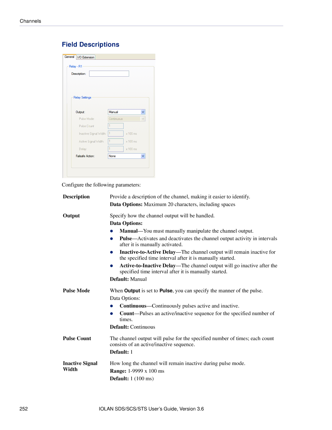 Perle Systems STS, SCS manual Inactive Signal, Width 