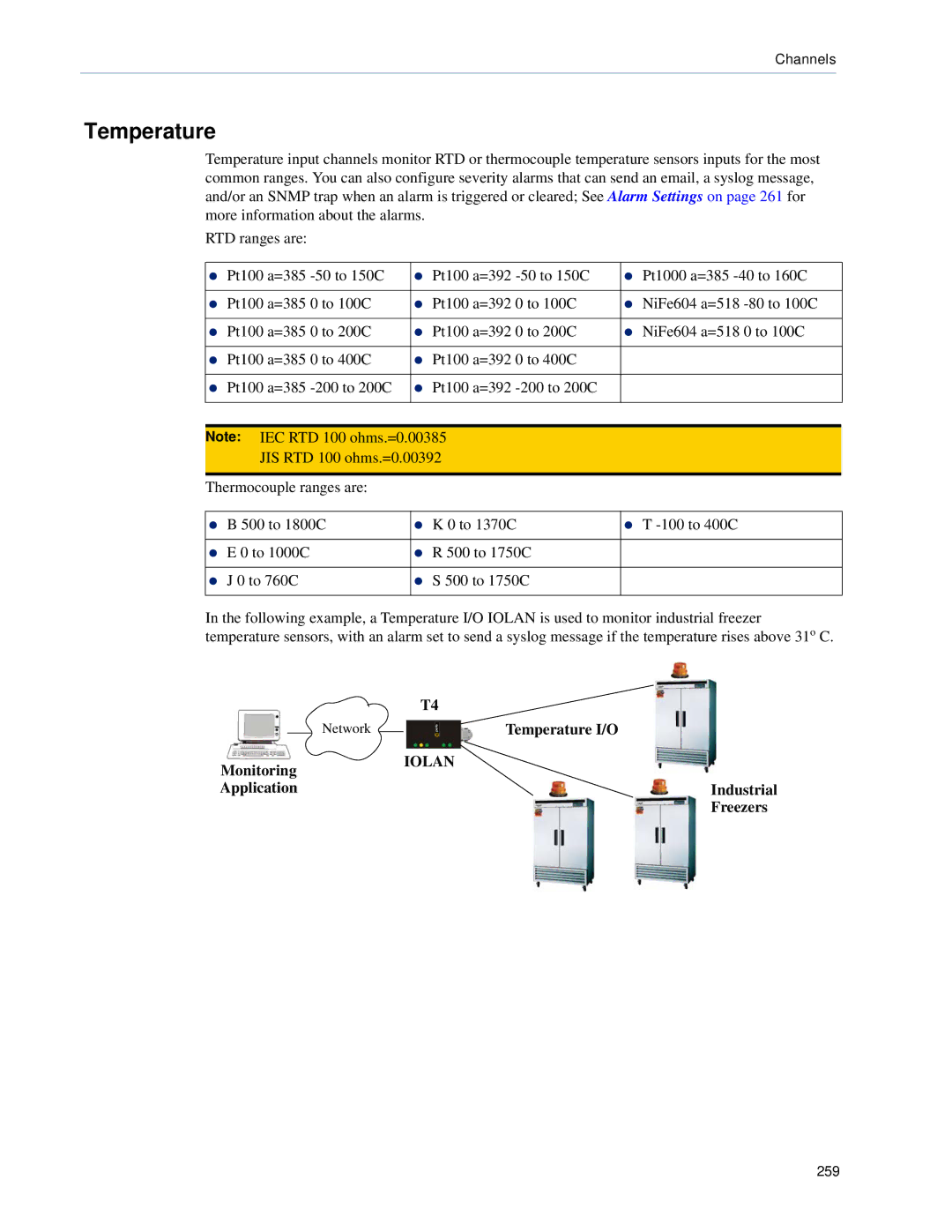 Perle Systems SCS, STS manual Temperature I/O Industrial Freezers 