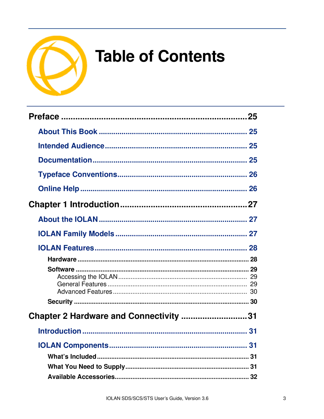 Perle Systems SCS, STS manual Table of Contents 