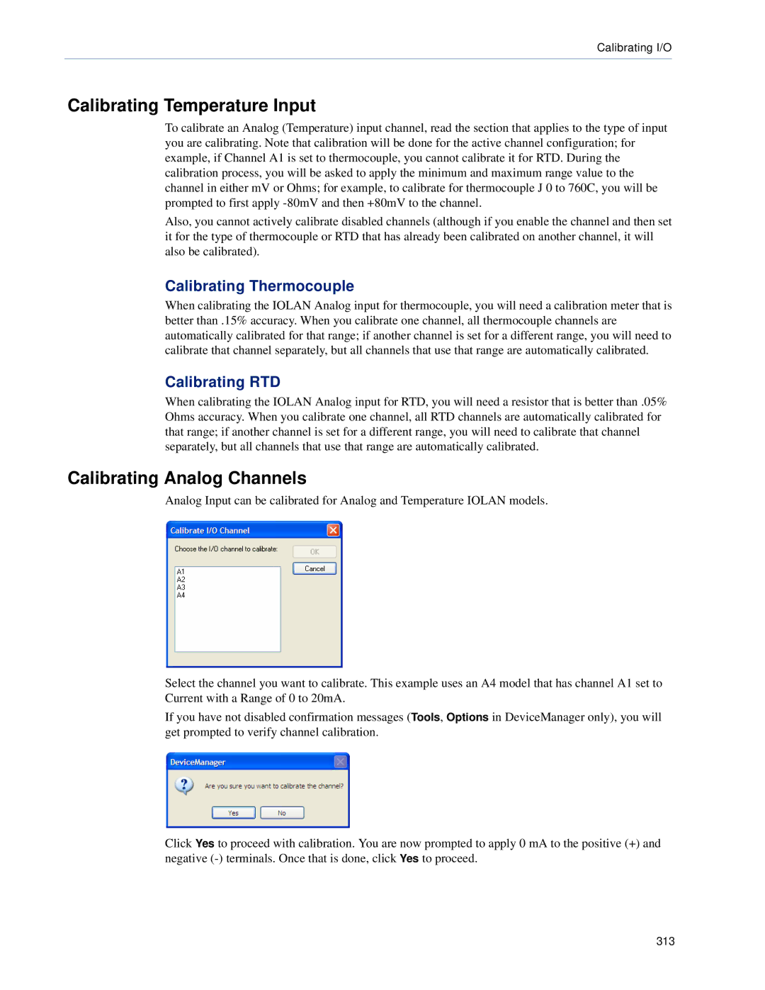 Perle Systems SCS Calibrating Temperature Input, Calibrating Analog Channels, Calibrating Thermocouple, Calibrating RTD 