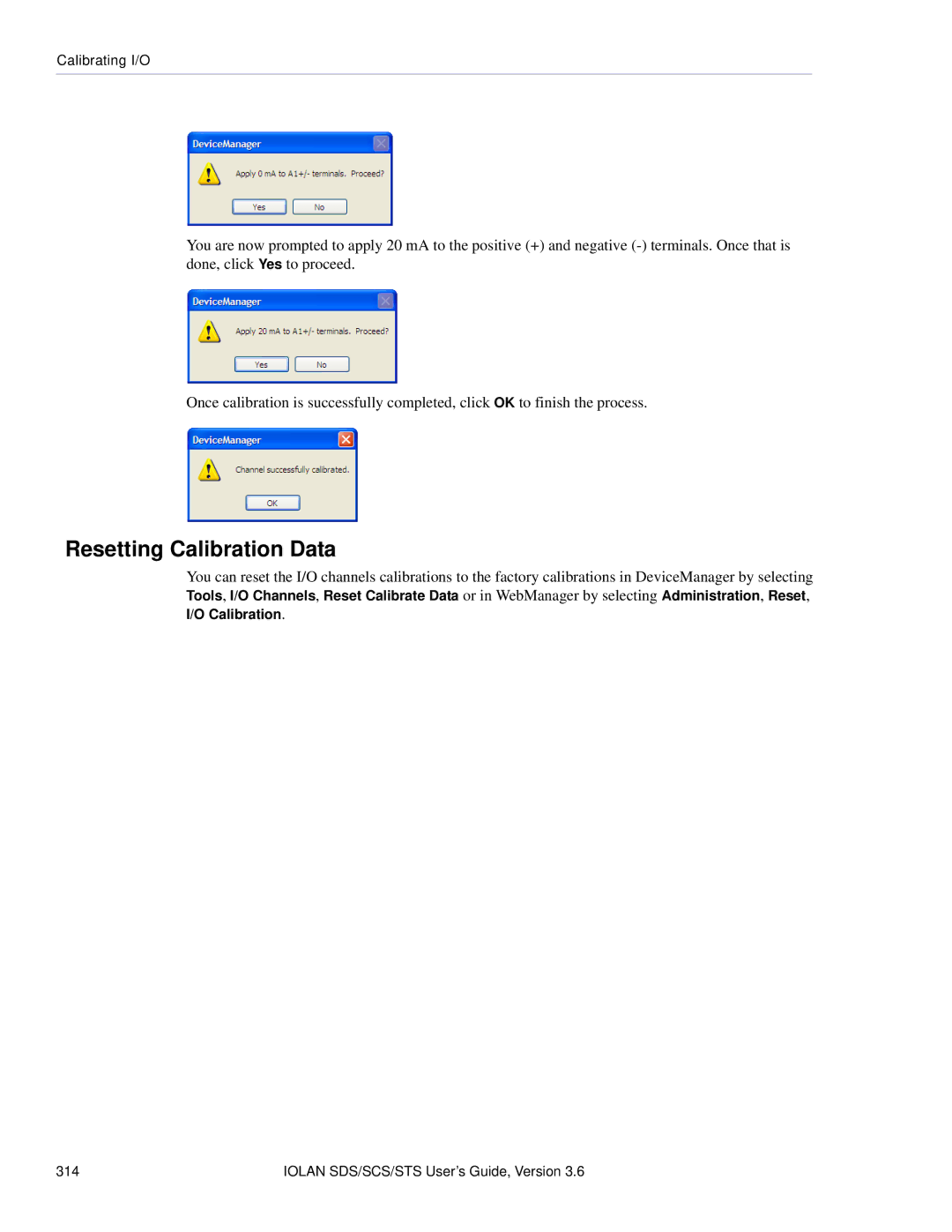 Perle Systems STS, SCS manual Resetting Calibration Data 