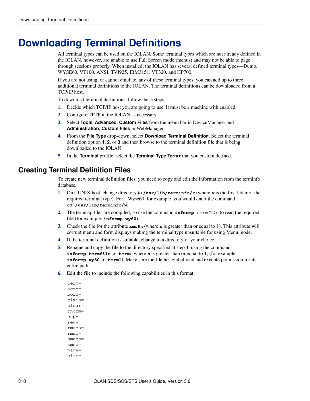 Perle Systems STS, SCS manual Downloading Terminal Definitions, Creating Terminal Definition Files 