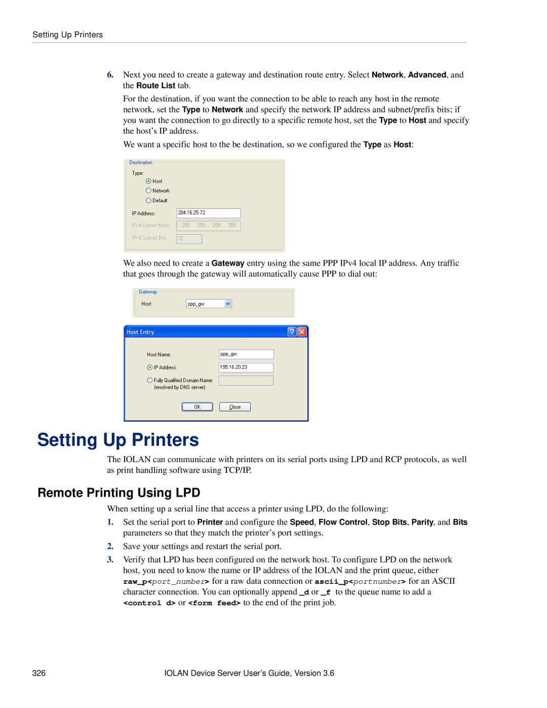 Perle Systems STS, SCS manual Setting Up Printers, Remote Printing Using LPD 