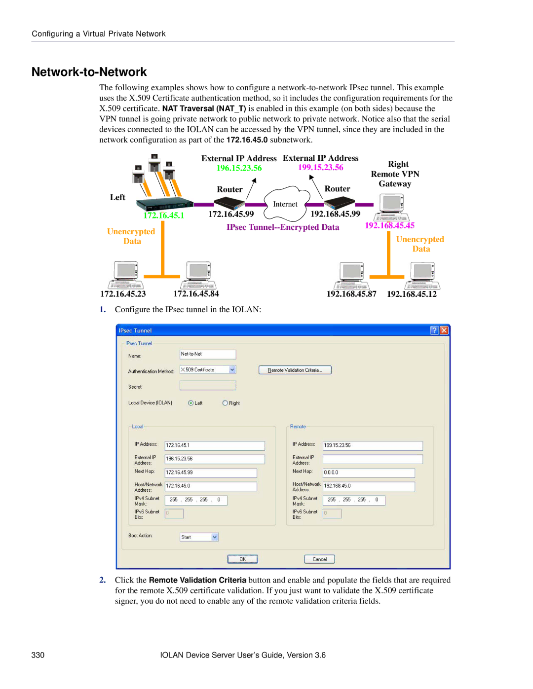 Perle Systems STS, SCS manual Network-to-Network, 172.16.45.84 192.168.45.87 192.168.45.12 