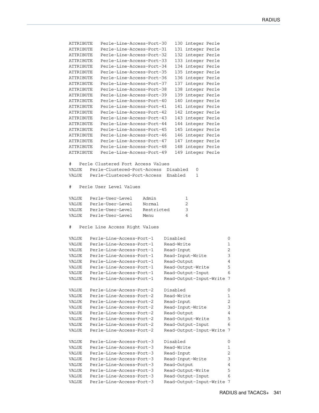 Perle Systems SCS, STS manual Value 