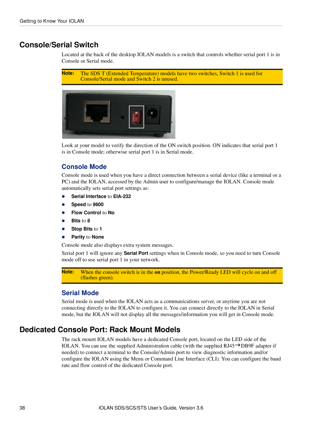 Perle Systems STS, SCS manual Console/Serial Switch, Dedicated Console Port Rack Mount Models, Console Mode, Serial Mode 