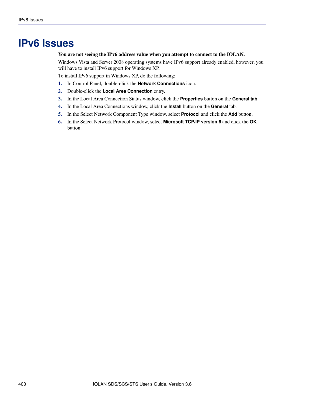 Perle Systems STS, SCS manual IPv6 Issues 