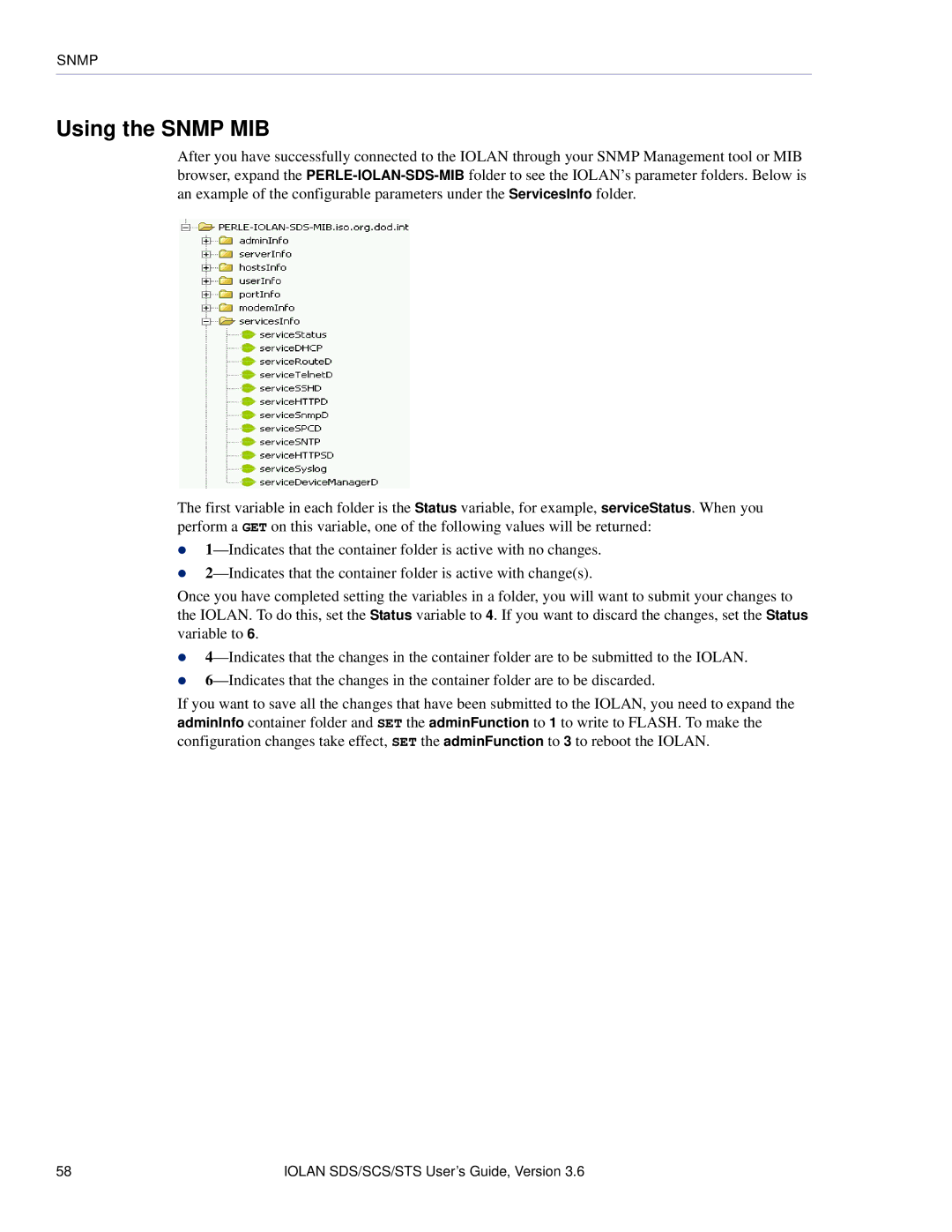 Perle Systems STS, SCS manual Using the Snmp MIB 