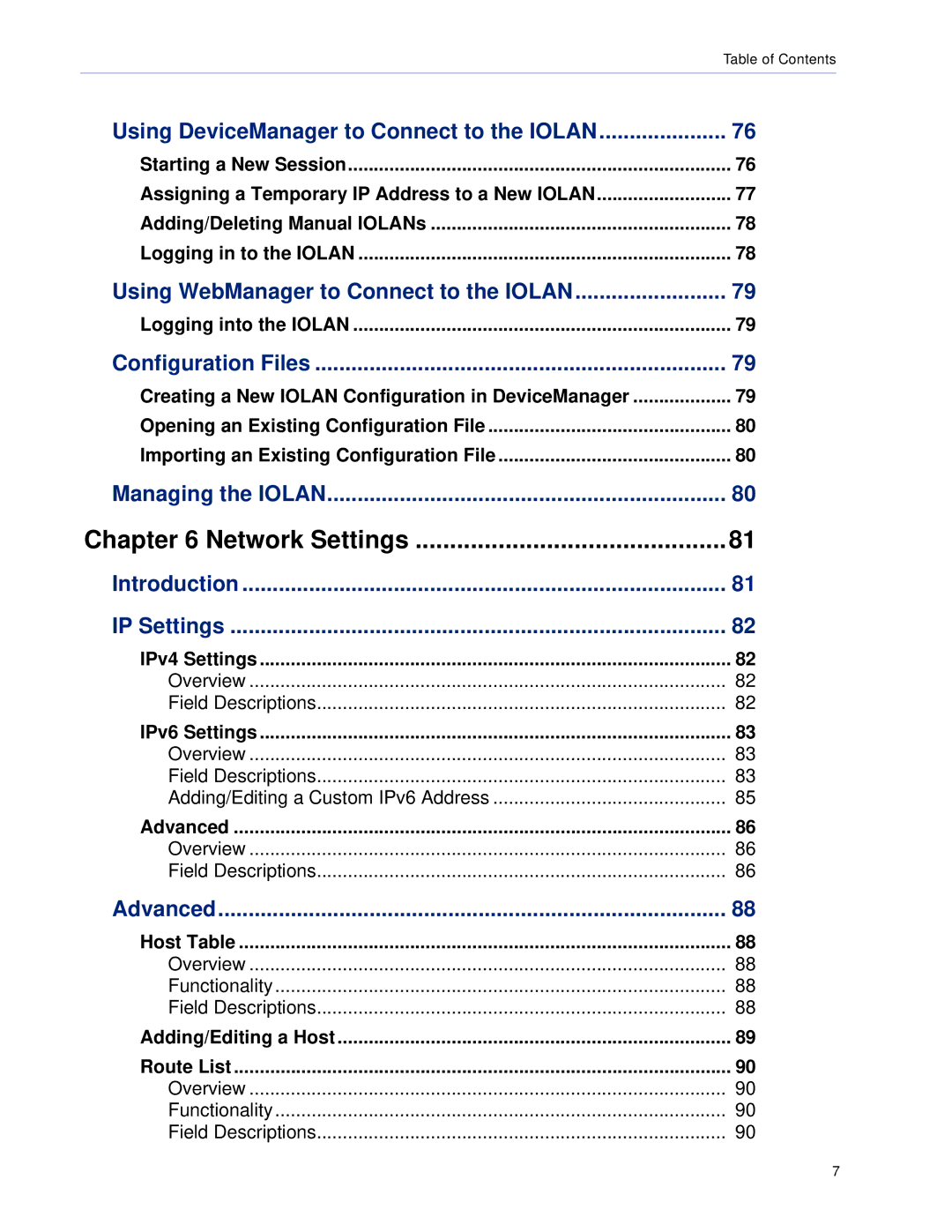 Perle Systems SCS, STS manual Network Settings 