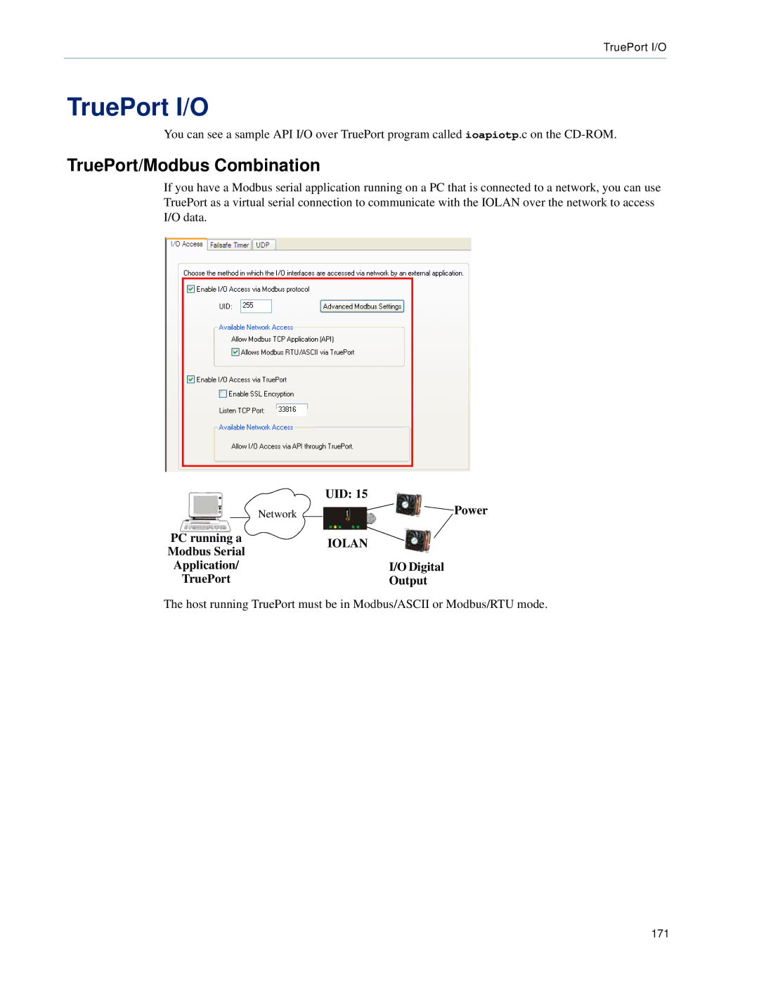 Perle Systems DS1, TS2 manual TruePort I/O, TruePort/Modbus Combination, PC running a 