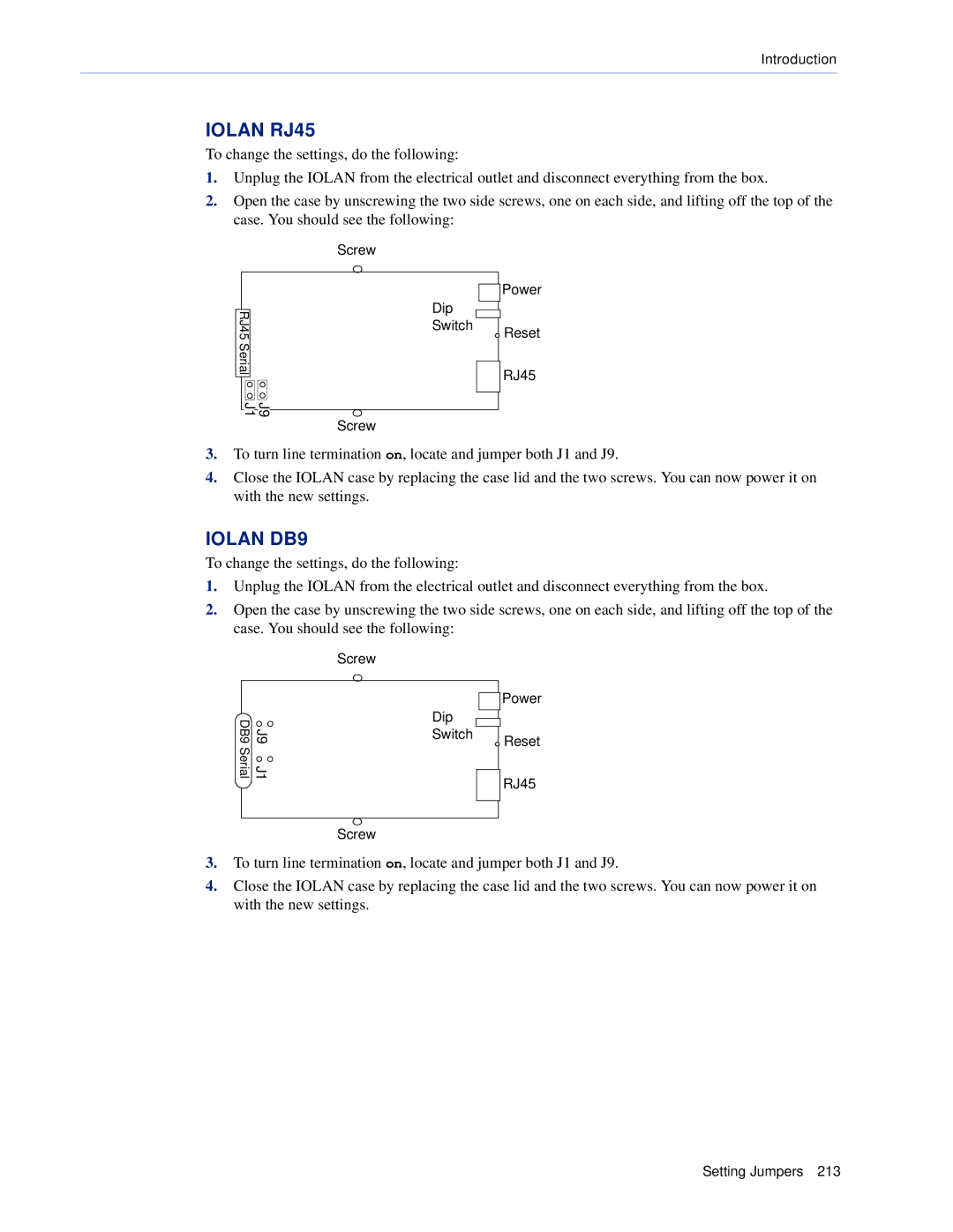 Perle Systems DS1, TS2 manual Iolan RJ45 