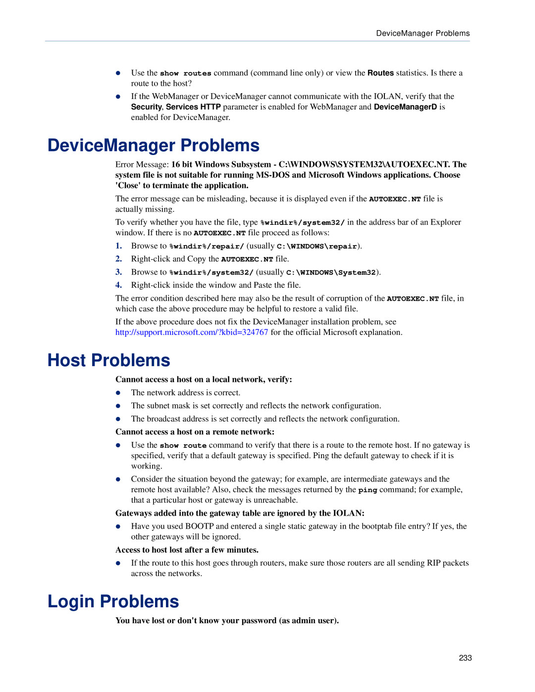 Perle Systems DS1, TS2 manual DeviceManager Problems, Host Problems, Login Problems 