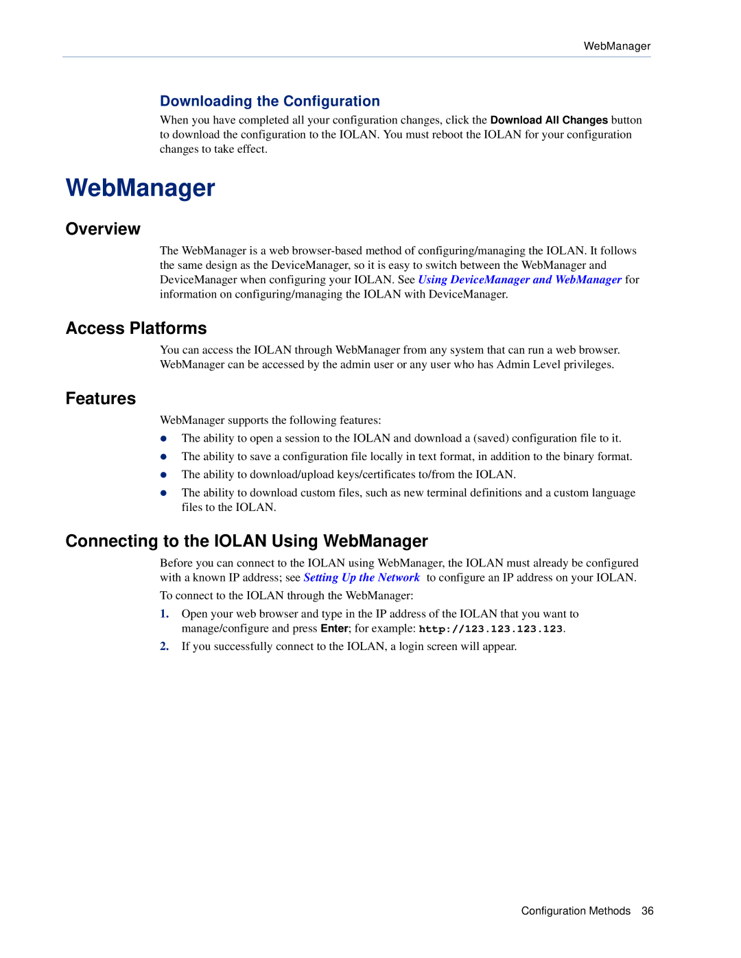 Perle Systems TS2, DS1 manual Connecting to the Iolan Using WebManager, Downloading the Configuration 