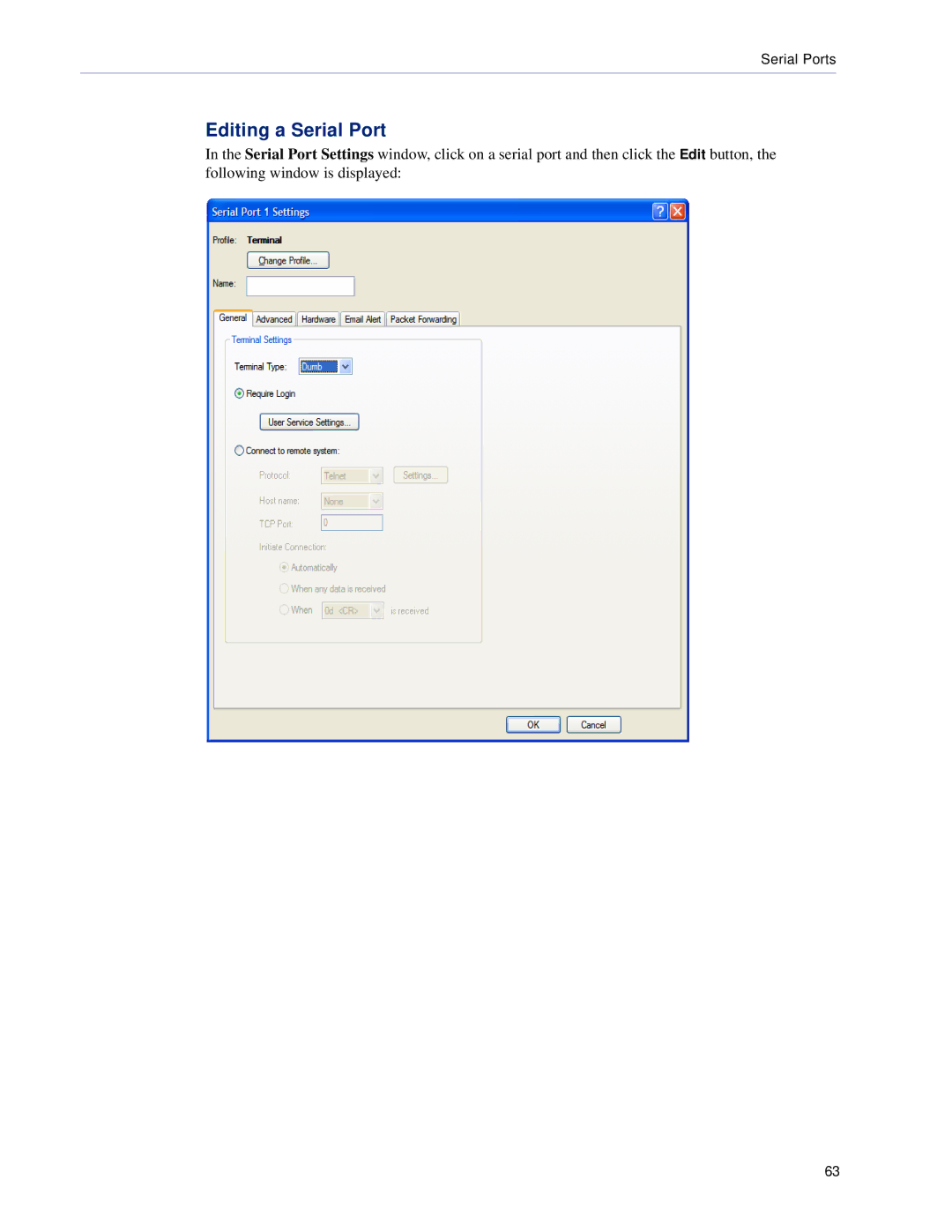 Perle Systems DS1, TS2 manual Editing a Serial Port 