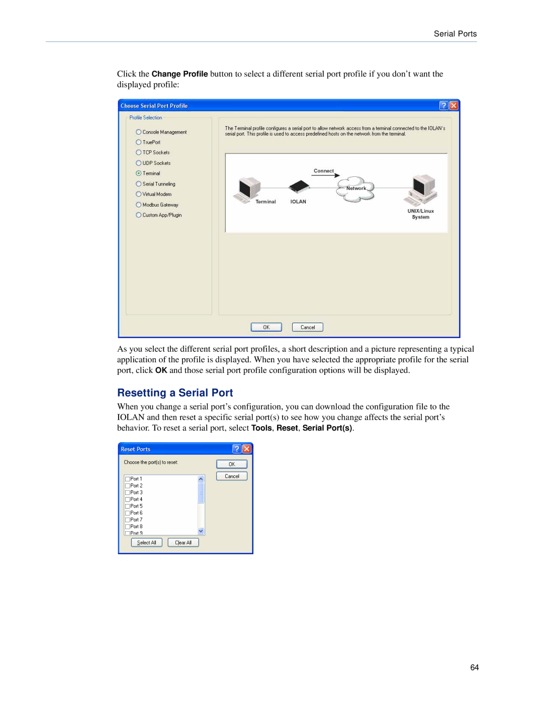 Perle Systems TS2, DS1 manual Resetting a Serial Port 