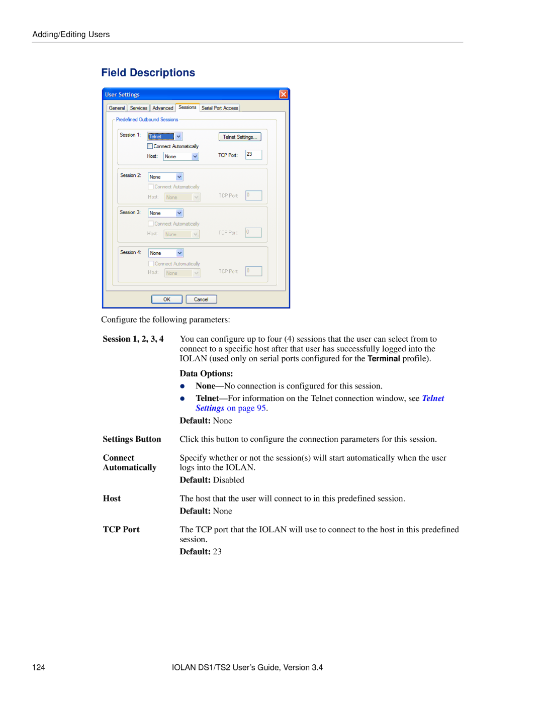 Perle Systems TS2, DS1 manual Session 1, 2, 3, Connect 