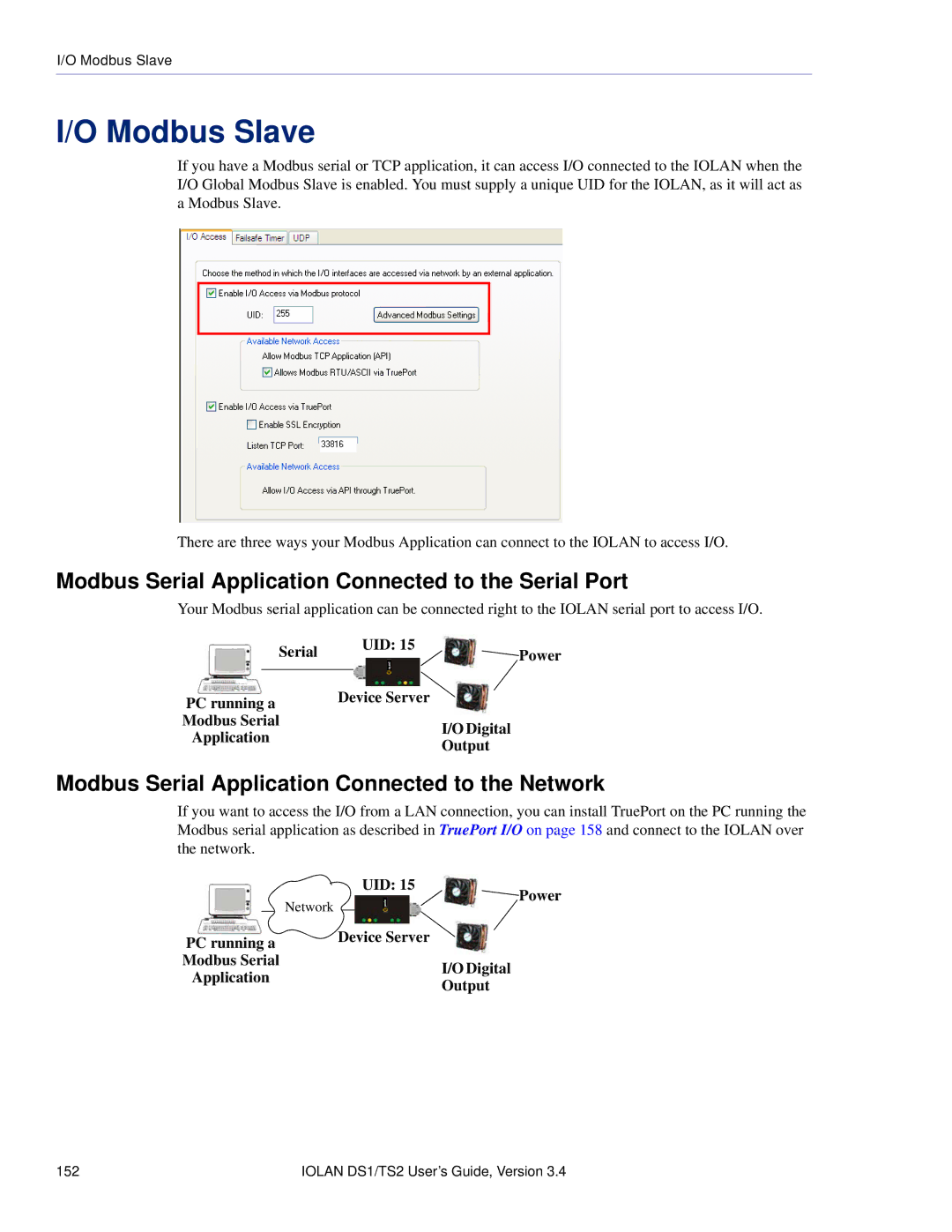 Perle Systems TS2, DS1 manual Modbus Slave, Modbus Serial Application Connected to the Serial Port 