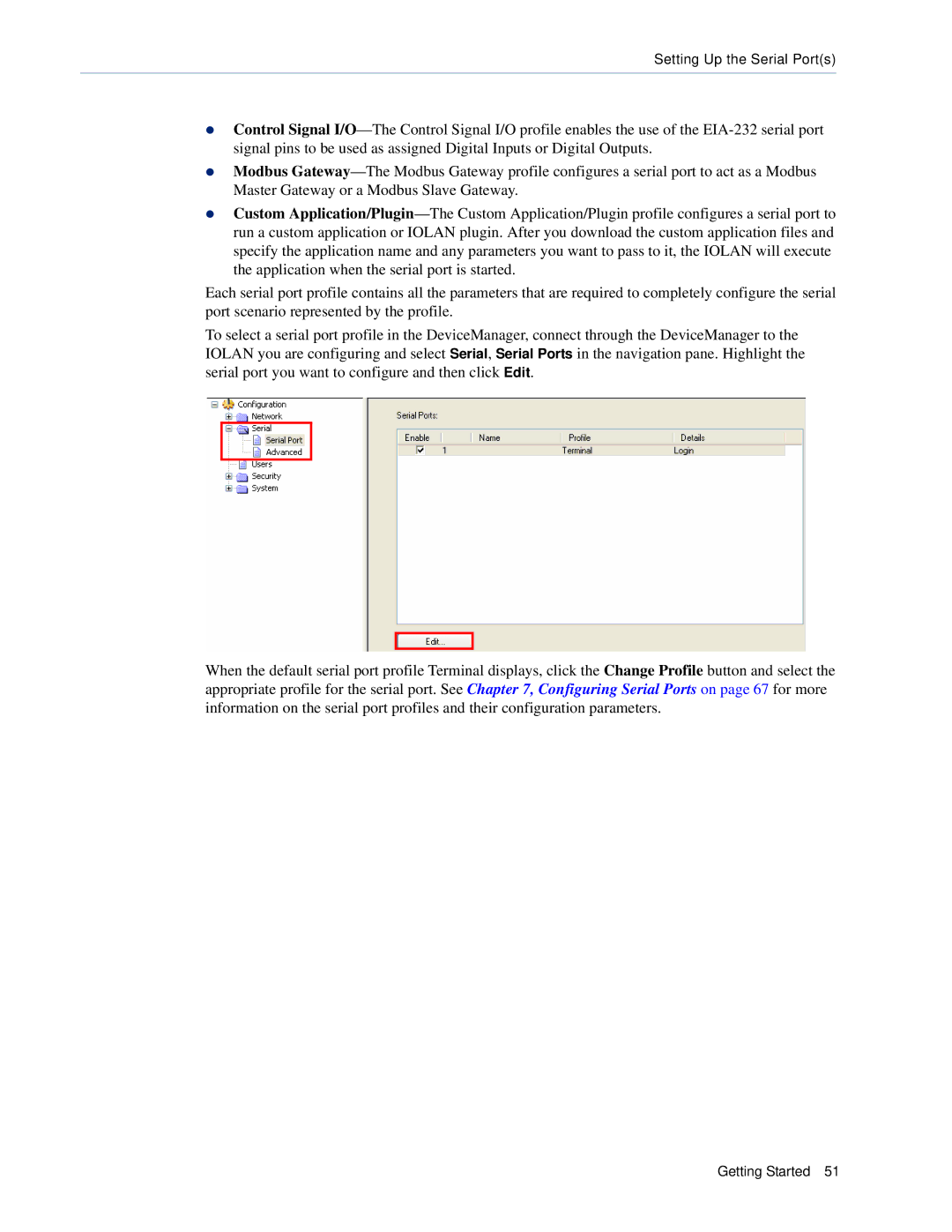 Perle Systems DS1, TS2 manual Setting Up the Serial Ports 