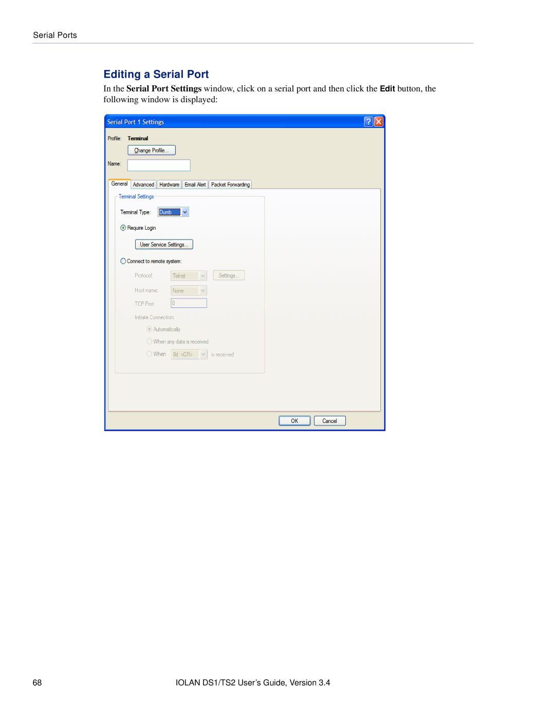 Perle Systems TS2, DS1 manual Editing a Serial Port 