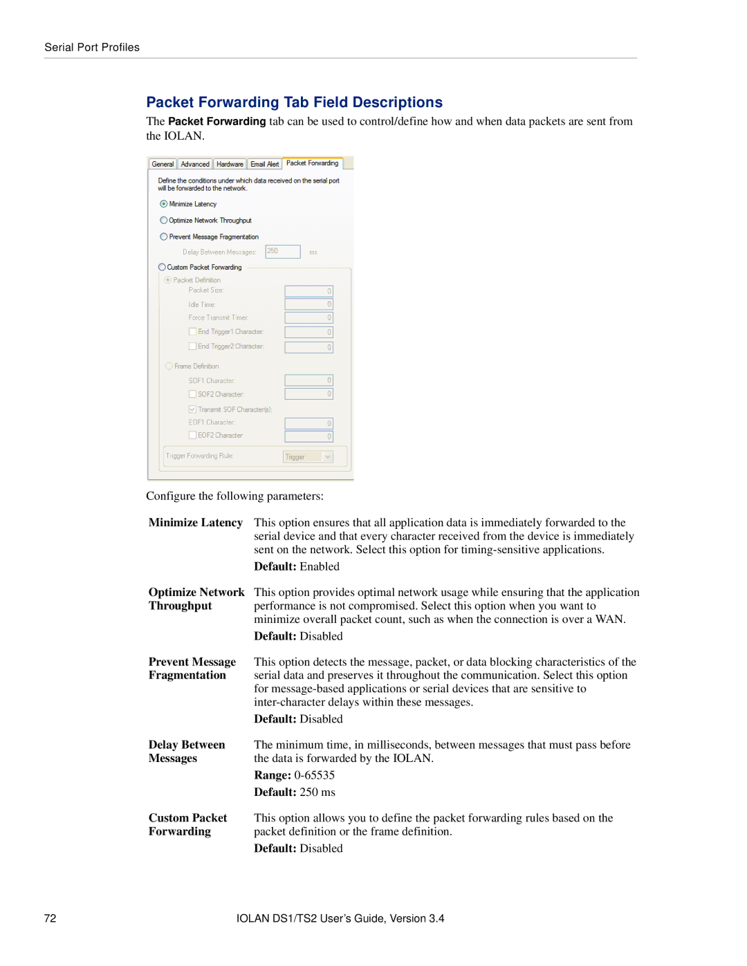 Perle Systems TS2, DS1 manual Packet Forwarding Tab Field Descriptions 