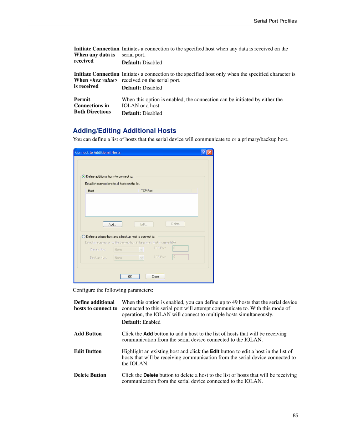 Perle Systems DS1, TS2 manual Adding/Editing Additional Hosts, Add Button 