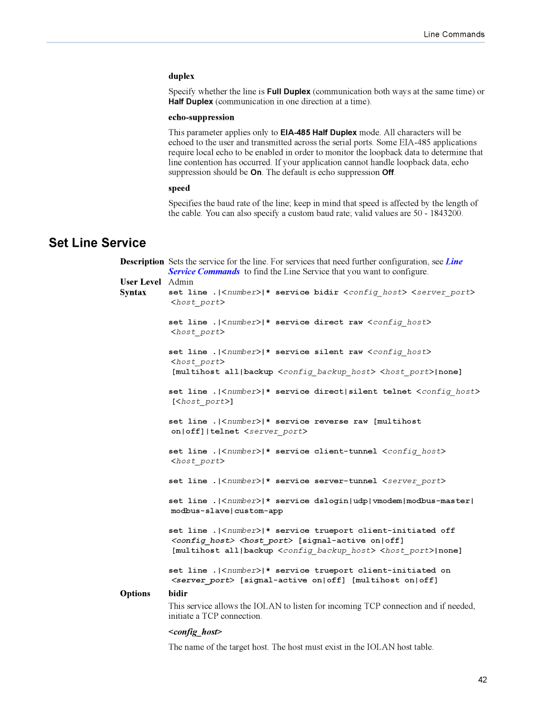 Perle Systems DS1, TS2 manual Set Line Service, Confighost 