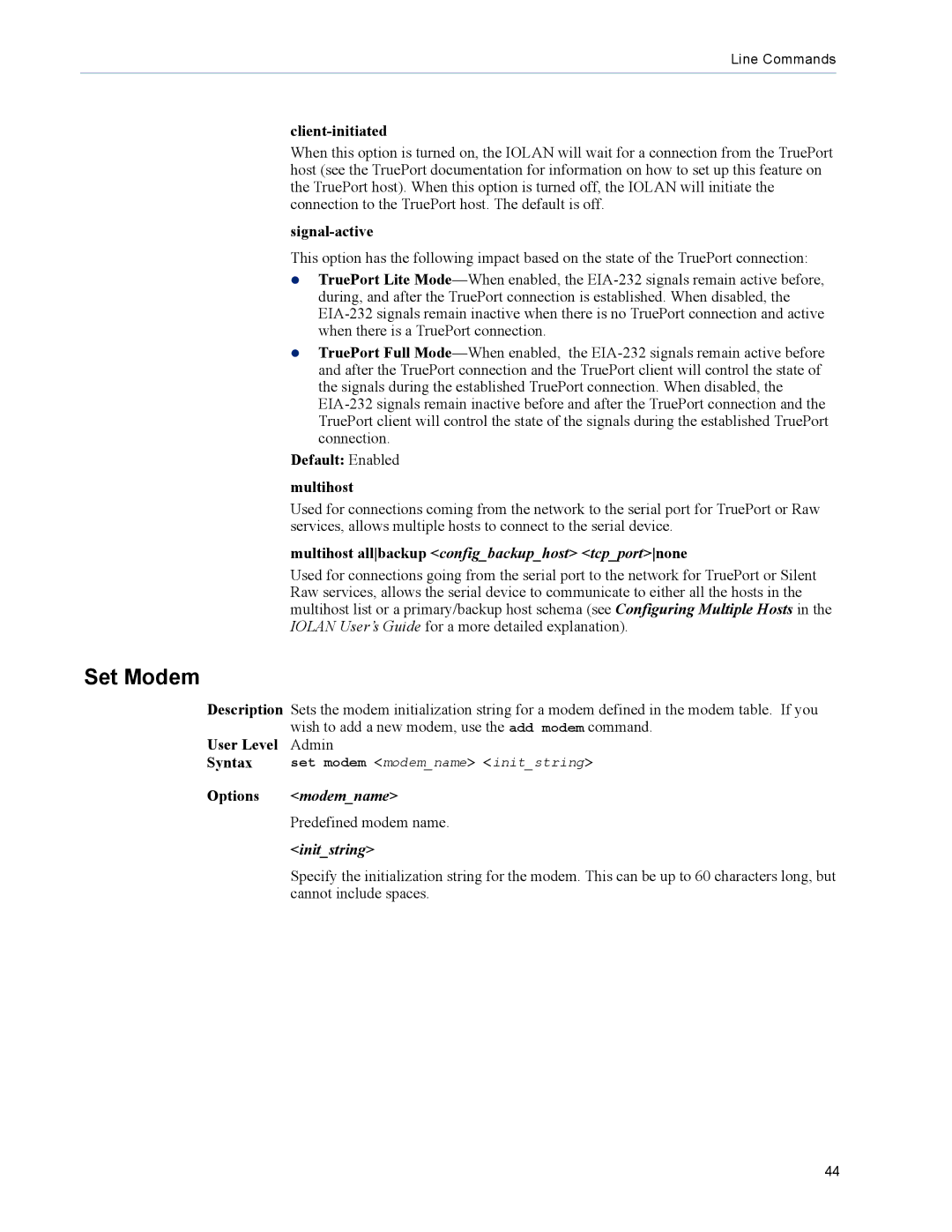 Perle Systems DS1, TS2 manual Set Modem, Modemname, Initstring 