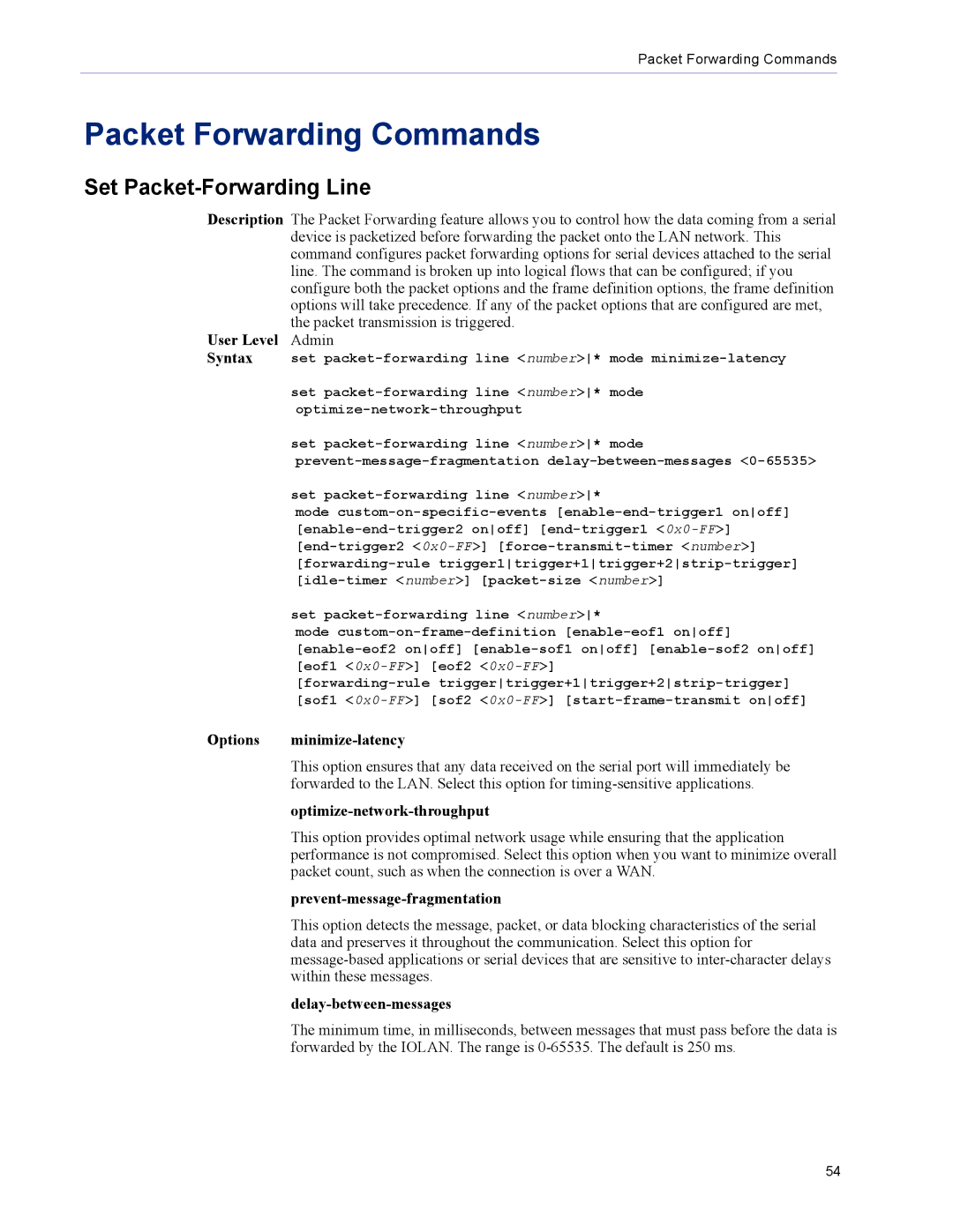 Perle Systems DS1, TS2 manual Packet Forwarding Commands, Set Packet-Forwarding Line 