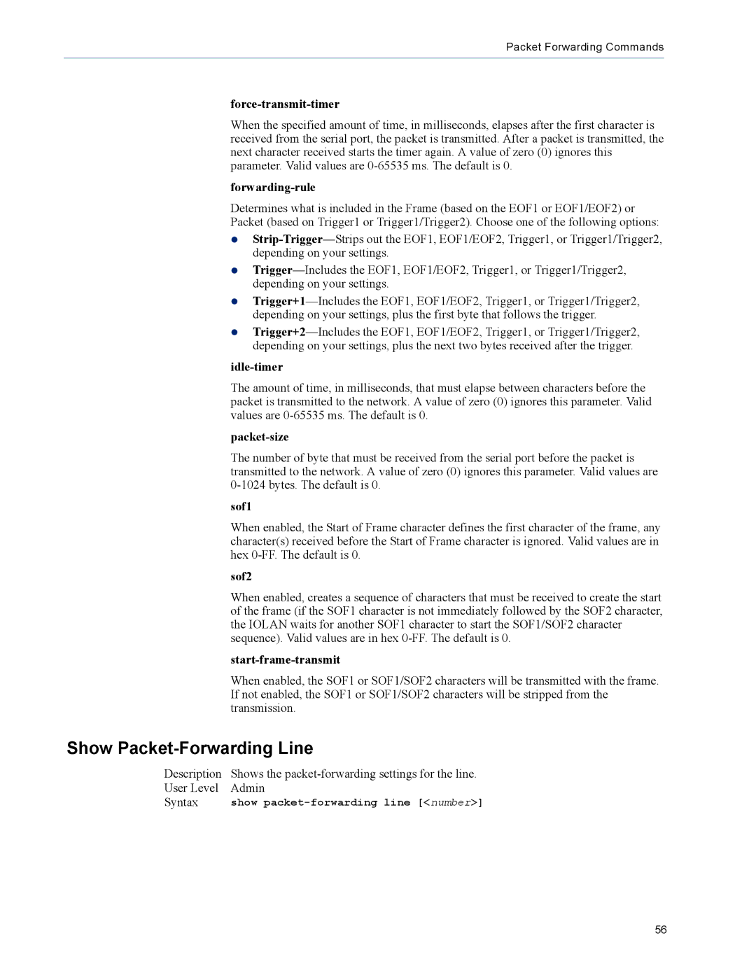 Perle Systems DS1, TS2 manual Show Packet-Forwarding Line 