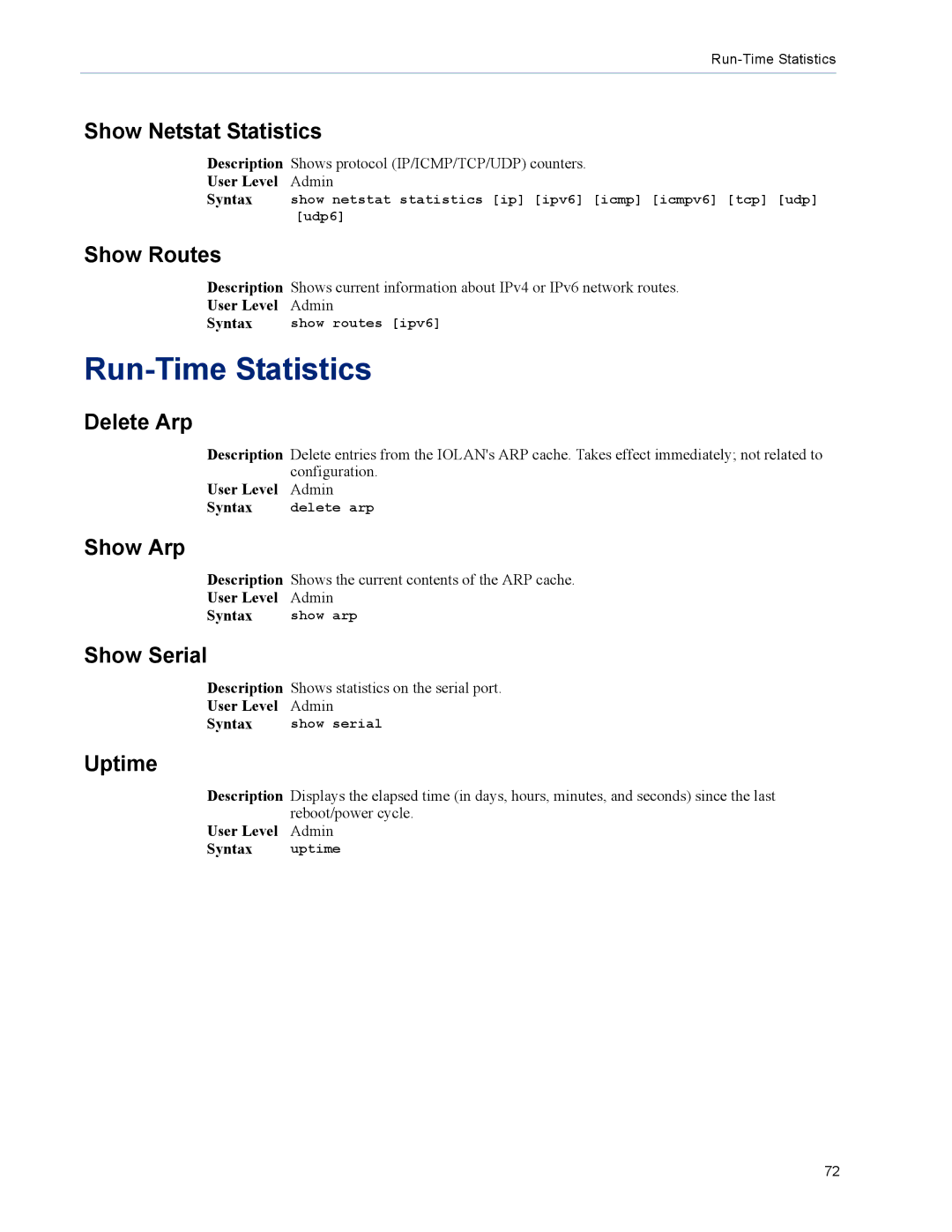 Perle Systems DS1, TS2 manual Run-Time Statistics 