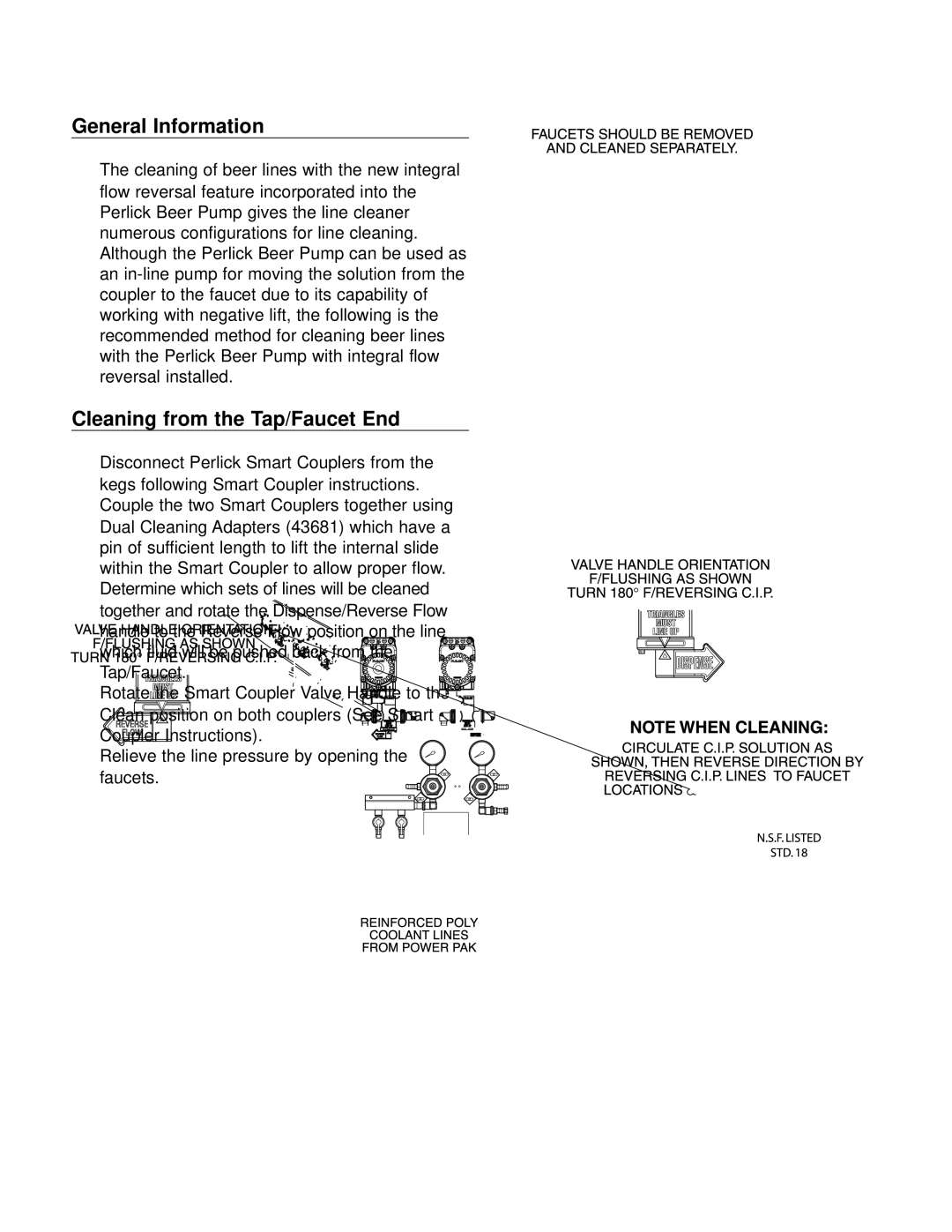 Perlick 63134-4, 63134-3 Cleaning Instructions, General Information, Cleaning from the Tap/Faucet End, Replacement Parts 