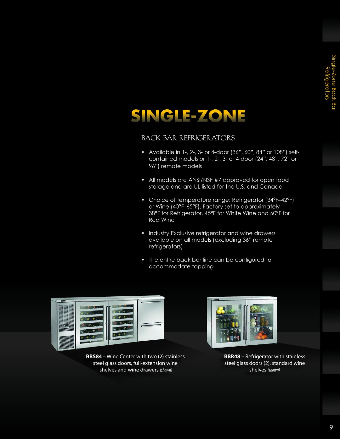 Perlick ANSI/NSF manual Single-Zone Back Bar Refrigerators 