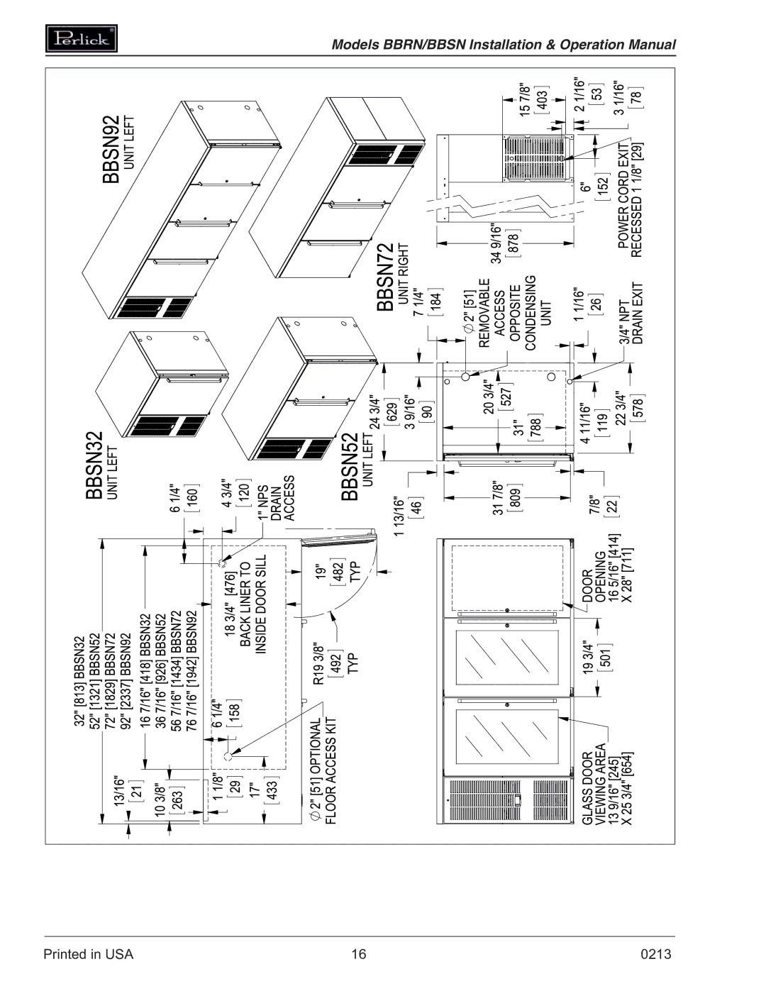 Perlick BBRN, BBSN operation manual 0213 